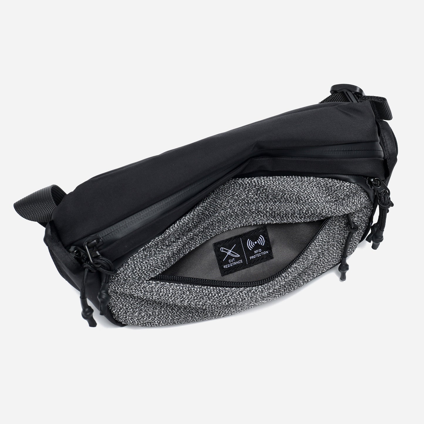 Anti-Theft Slash-Proof RFID Guard Sling Bag - Black Color