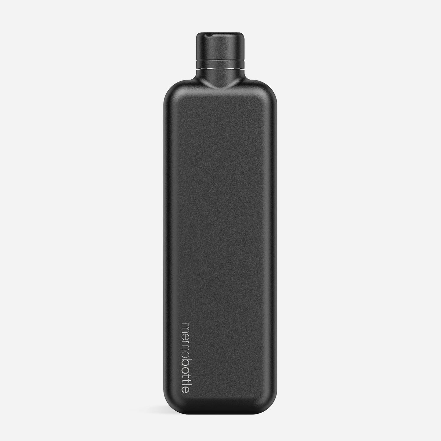 Memobottle Slim 消光黑不鏽鋼扁平水樽，為車用杯架與窄包設計客製化