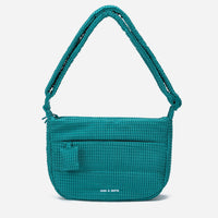 A teal color woven Corduroy Puff shoulder bag by Dude & Bestie Winter 2026