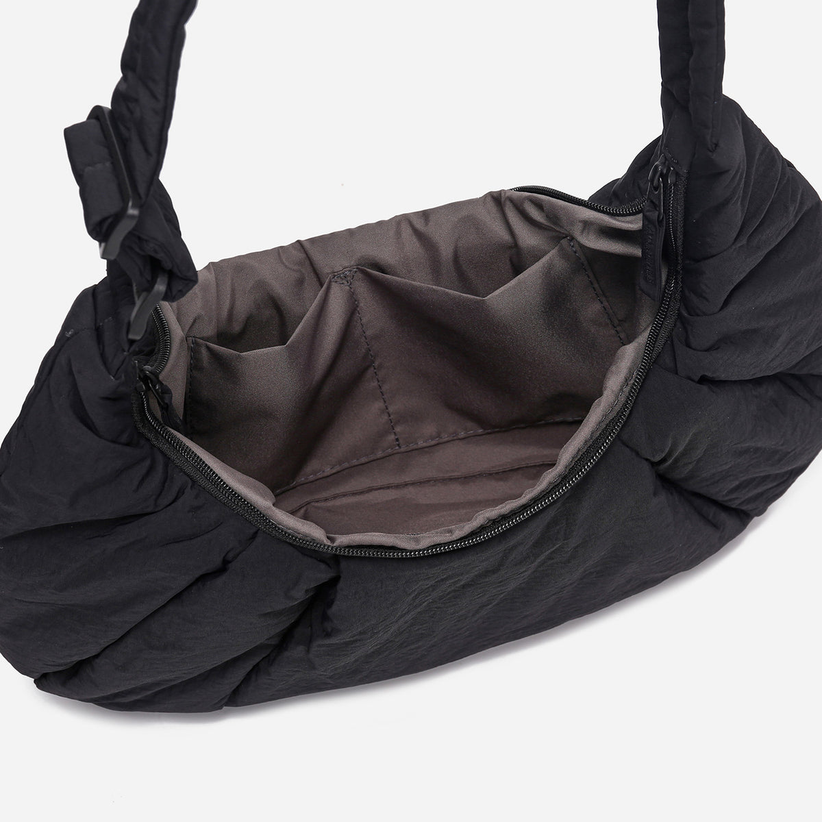 Dude & Bestie Puff Croissant Women Crossbody Shoulder Bag in black