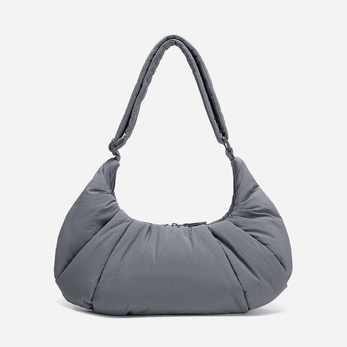 Dude & Bestie puffer-style Croissant Shoulder Bag in Cold Gray