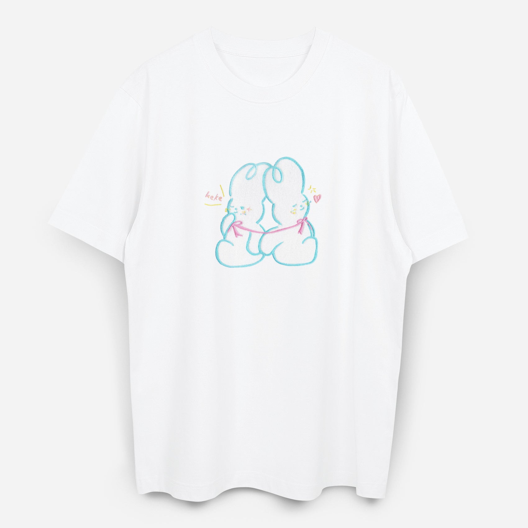 Dude & Bestie x Shuku Cuddle Knot Embroidery T-Shirt White Color