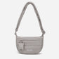 A light dove gray woven corduroy shoulder bag by Dude & Bestie Winter 2026 Series