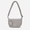 A light dove gray woven corduroy shoulder bag by Dude & Bestie Winter 2026 Series