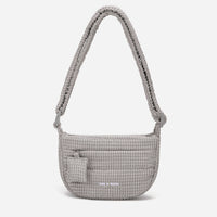 A light dove gray woven corduroy shoulder bag by Dude & Bestie Winter 2026 Series