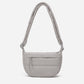 A light dove gray woven corduroy shoulder bag by Dude & Bestie Winter 2026 Series