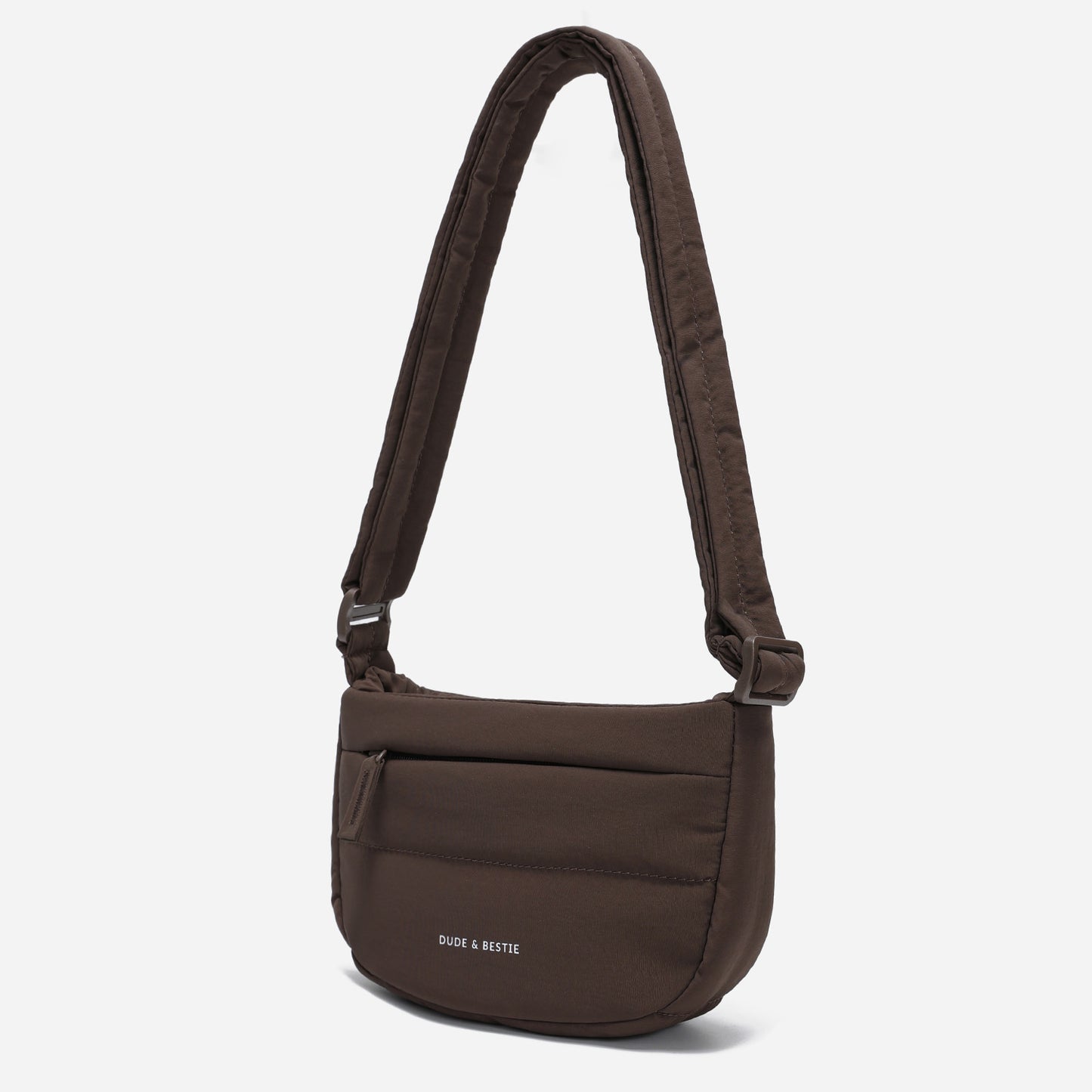 Dude & Bestie Small Puff Crossbody Bag in Chocolate Brown Color