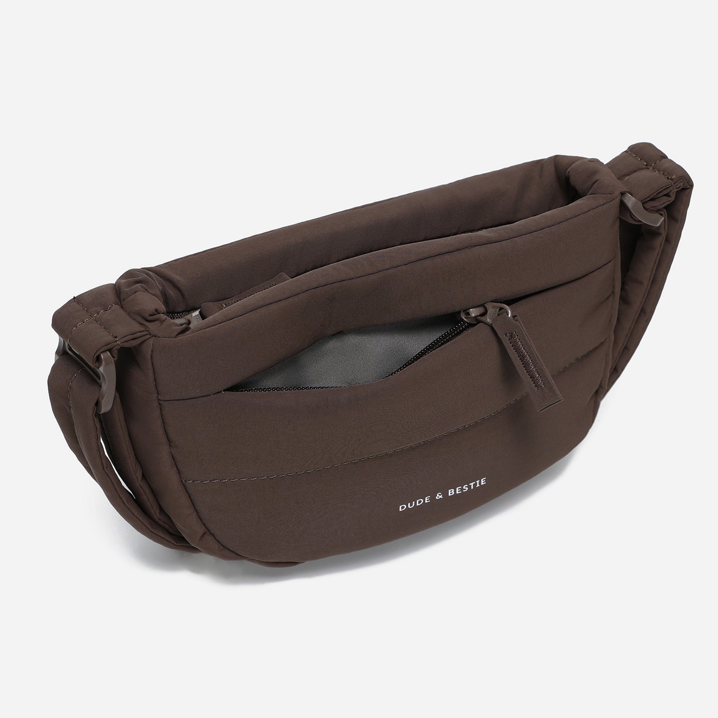 Dude & Bestie Small Puff Crossbody Bag in Chocolate Brown Color