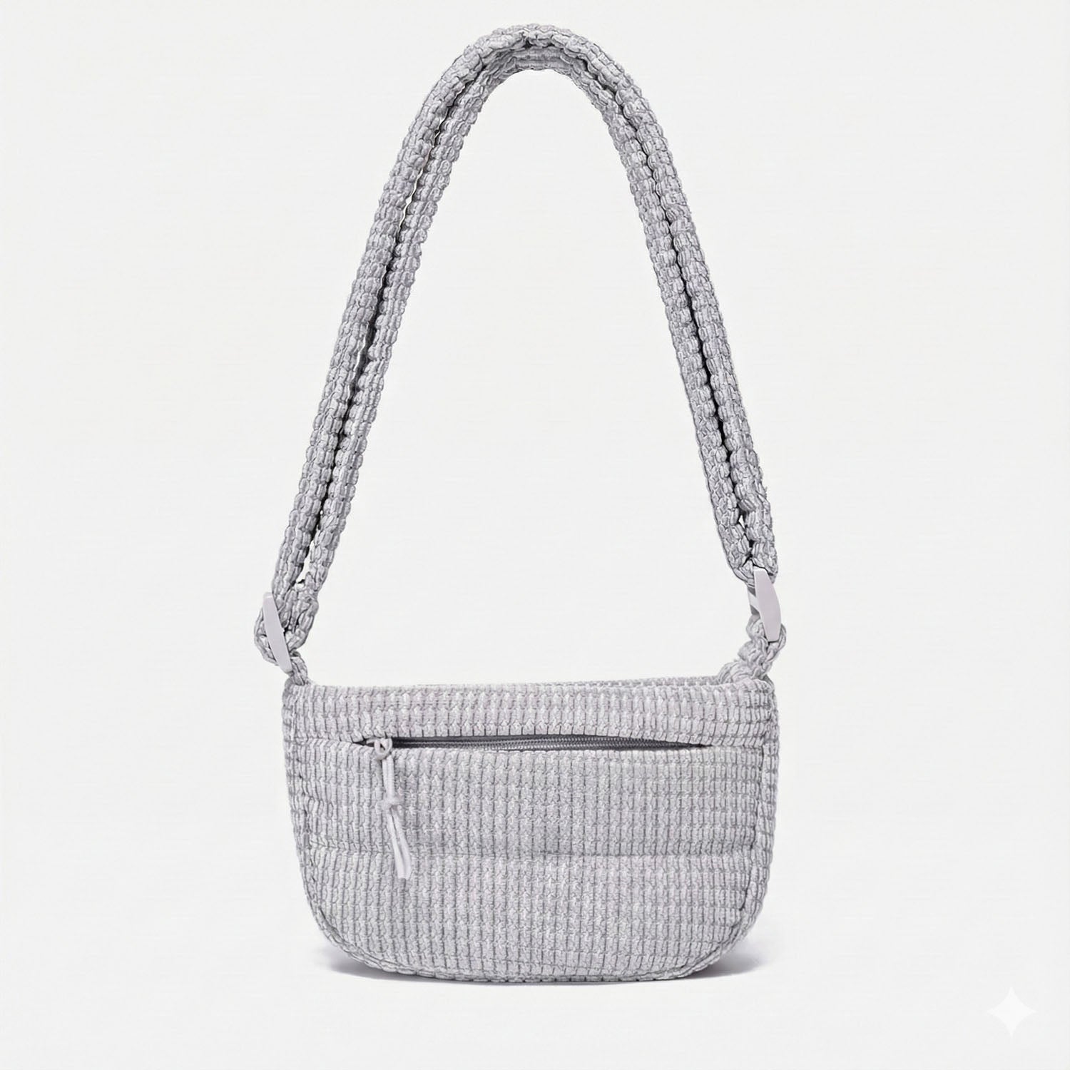 Small Puff Corduroy Crossbody Bag (Dove Gray)