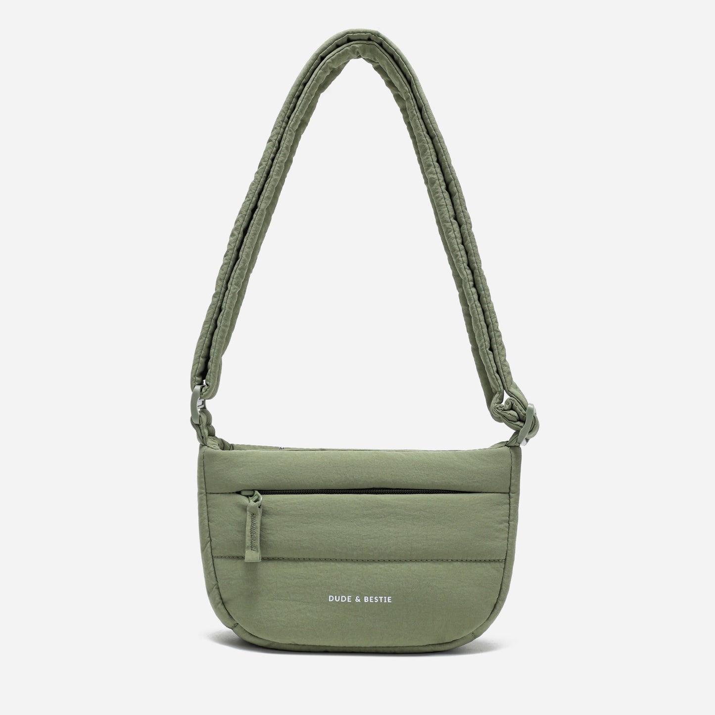 Dude & Bestie Small Puff Crossbody Bag in Khaki Green