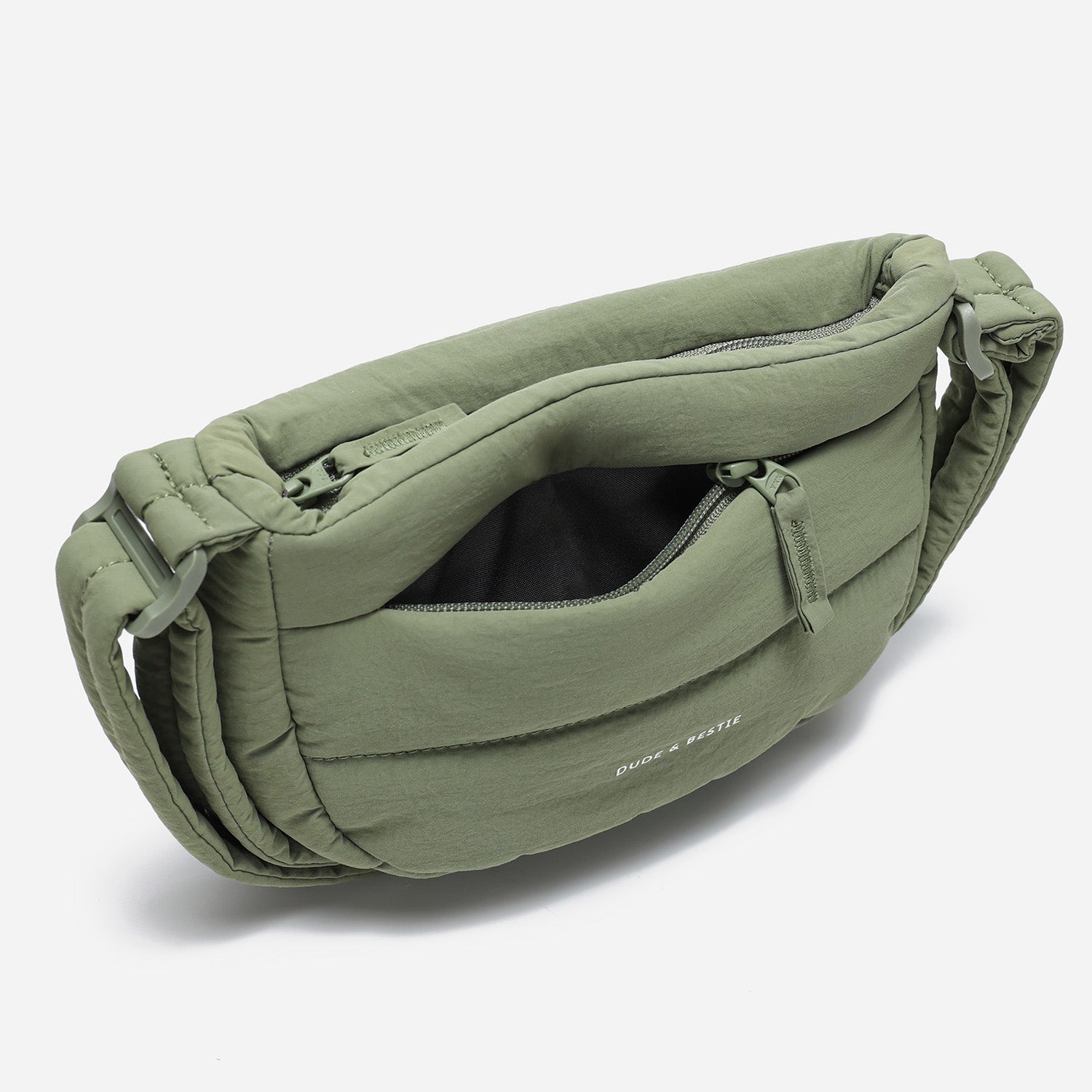 Dude & Bestie Small Puff Crossbody Bag in Khaki Green