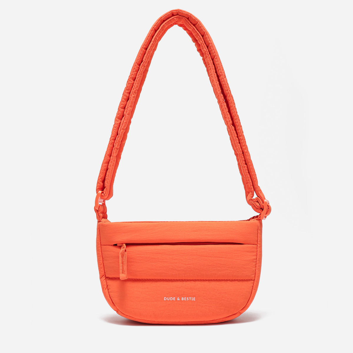 Dude & Bestie Small Puff Crossbody Bag in Bright Orange