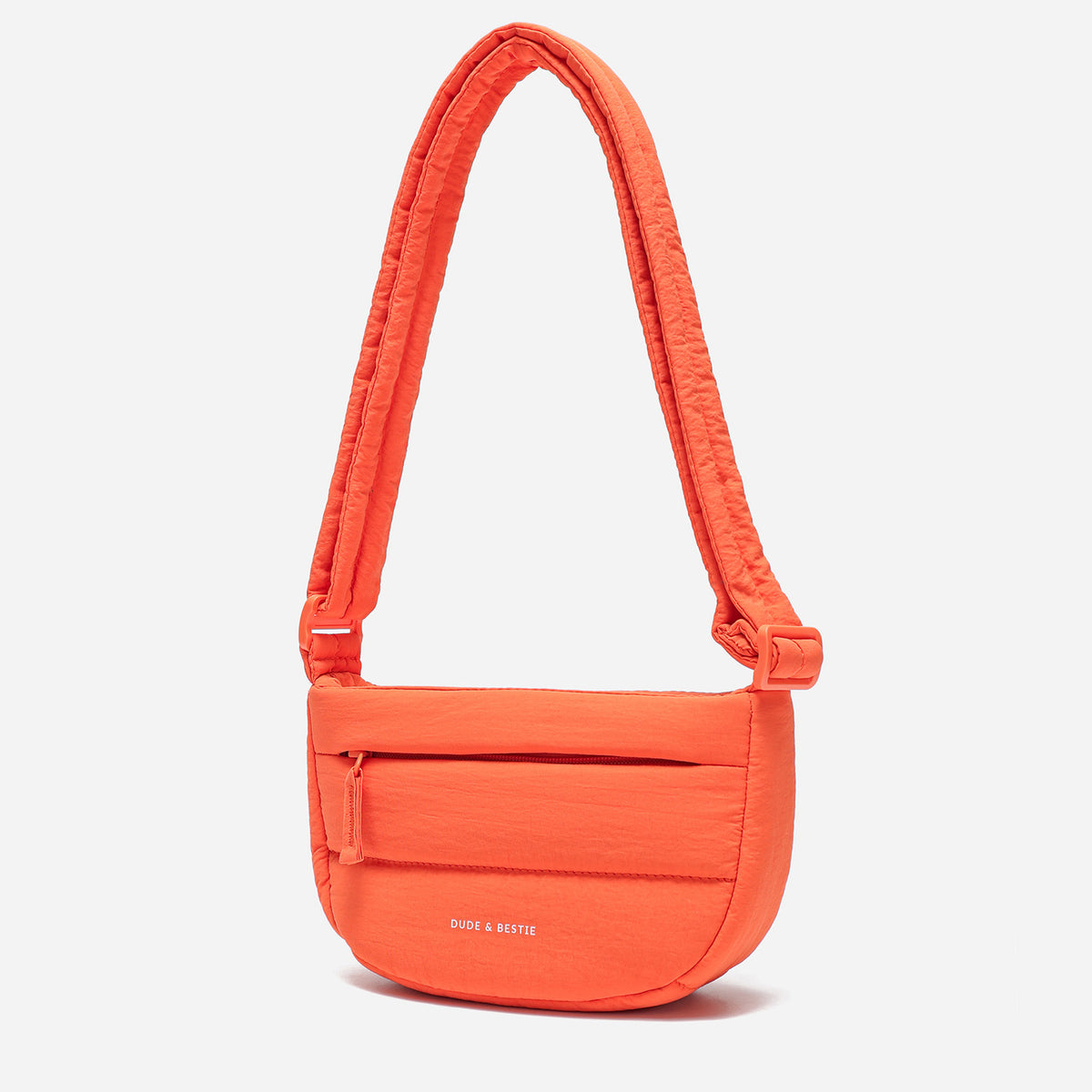 Dude & Bestie Small Puff Crossbody Bag in Bright Orange