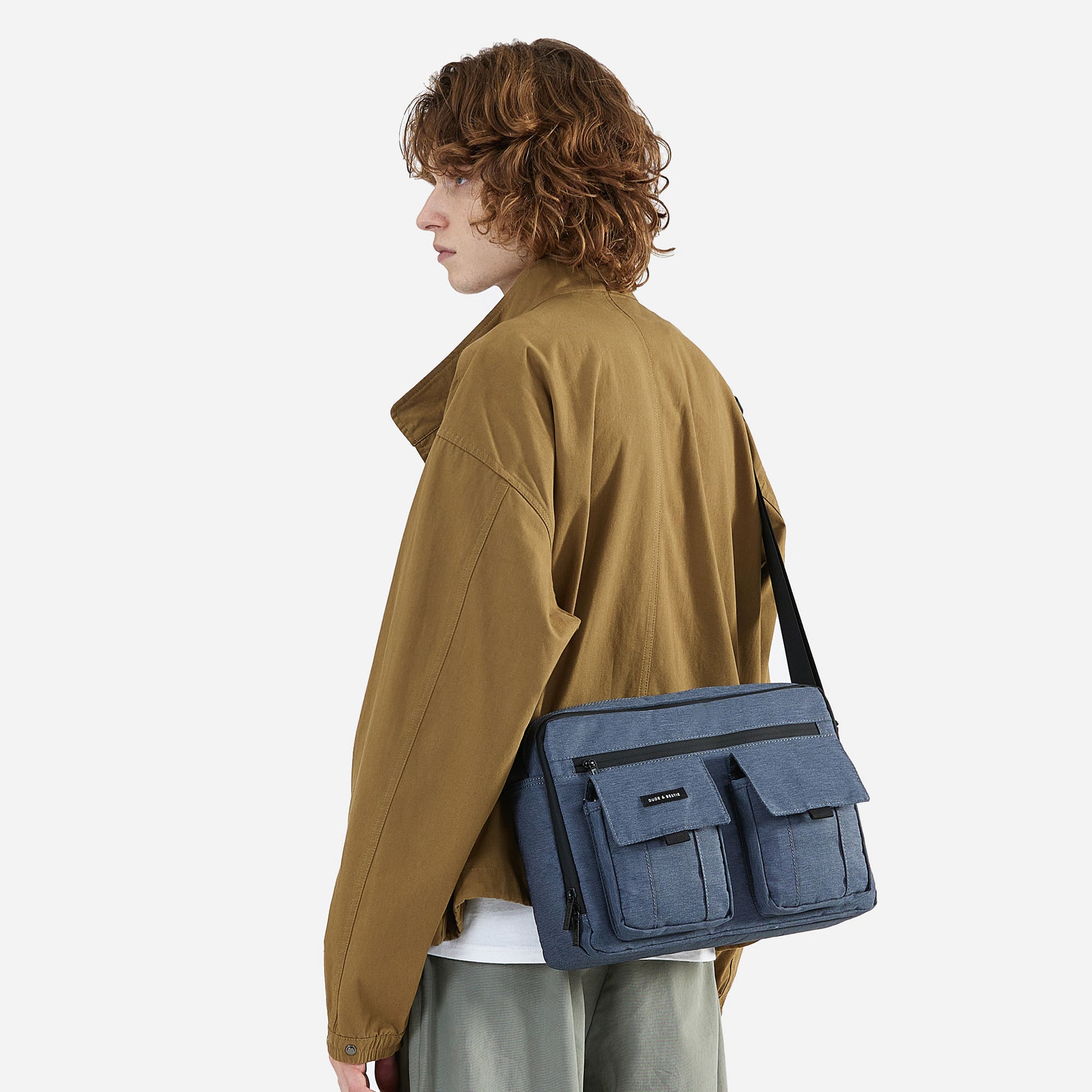 Roman Crossbody Bag (Dark Pale Blue)